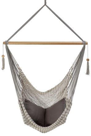 Hamac del sol Jinopete l - silla hamaca de nicaragua - crudo y gris - 100% algod&oacute;n