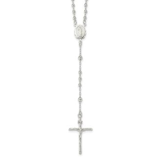 Diamond2Deal Sterling Silver Polished Rosary Necklace 16