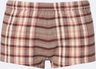 Staud Nilo checked linen-blend shorts