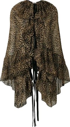 Saint Laurent leopard-print asymmetric blouse - Neutrals