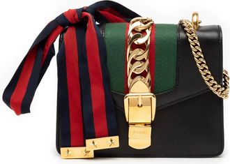 Gucci Pre-owned Gucci Mini Leather Web Sylvie Chain Crossbody Ladies 431666 493075