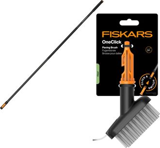 OEM Cabezal De Cepillo Fiskars Oneclick Para Aceras, Pavimentos Y Juntas De Pavimento + Mango De 161 Cm