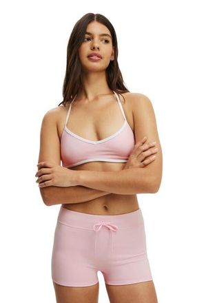 Cotton On Womens Active Ultra Soft Halter Open Back Crop in Cherry Dream White at Nordstrom, Size Xx-Small
