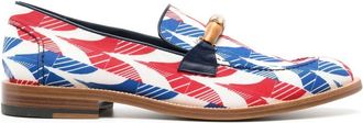 Casablanca abstract-print Envelope loafers - men - Calf Leather/Calf Leather/Fabric - 42 - Red