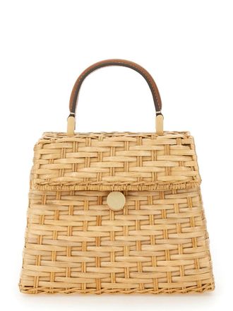 Cult Gaia Neutrals Sybil Woven Rattan Handbag