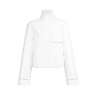 Alaia Cotton Funnel-Neck Shirt - female - Ala&iuml;a - Blouses - White - 2XS - Blouses & Shirts