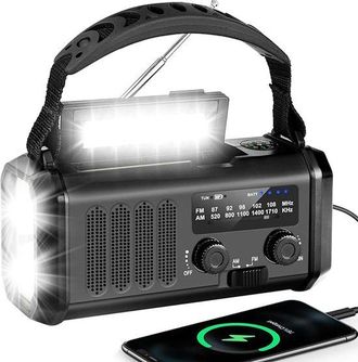 OEM Radio De Emergencia - Radio De Emergencia Solar - Radio De Supervivencia Para Acampar Al Aire Libre - Bater&iacute;a Externa - Linterna - Energ&iacute;a Solar