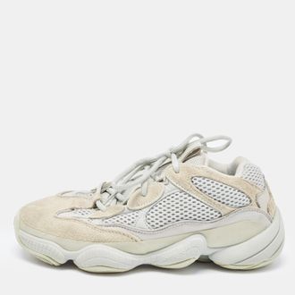 adidas Yeezy 500 Size 38 Green Leather Mesh and Suede Low Top Sneakers