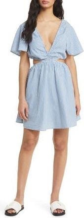 Topshop Stripe Cutout Cotton Dress in Blue at Nordstrom Rack, Size 2 Us (Fits Like 0)