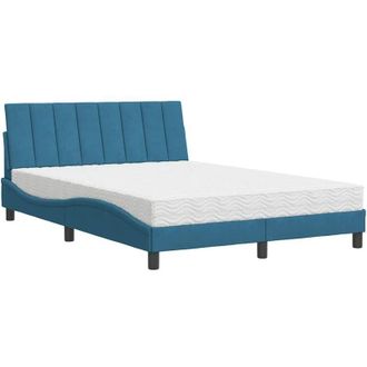 vidaXL Vidaxl - Cama Con Colch&oacute;n Azul Terciopelo 120x200 Cm