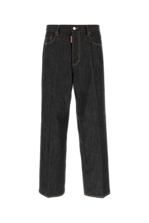 Dsquared2 Black Stretch Denim Loose Wide Leg Jeans