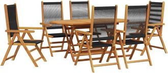 vidaXL Conjunto De Comedor De Jard&iacute;n 7 Pcs Negro Vidaxl