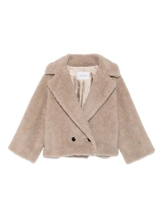 Max Mara wide lapel double-breasted short coat - Neutrals