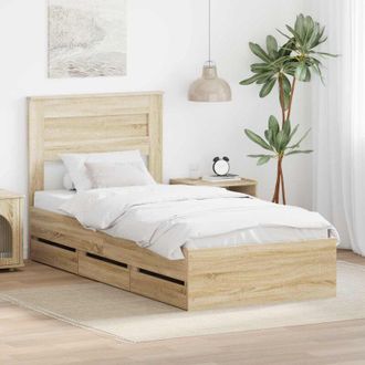 vidaXL Estructura De Cama Roble Sonoma 100 X 200 Cm Madera Ingenieril Vidaxl