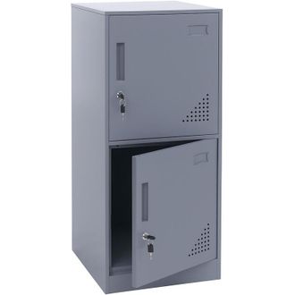 Hhg [nunca Usado] Armario Hhg-509, Taquilla, Armario Con Taquillas, Armario Con 2 Puertas, 90 X 38 X 45 Cm, Acero, Gris