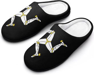 Generic Flag of The Isle of Man Mens Slippers Memory Foam Winter Warm Sandals Slip On House Shoes Size 7-14