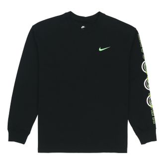 Nike As M Nsw Gc Ls Tee Alphabet Pattern Printing Athleisure Casual Sports Long Sleeves Black DO6946-010