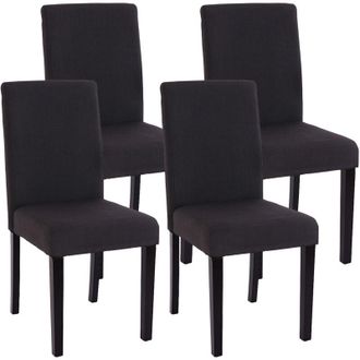 Hhg non utilizzato] Set 4x sedie Littau tessuto soggiorno cucina sala da pranzo 43x56x90cm nero piedi scuri