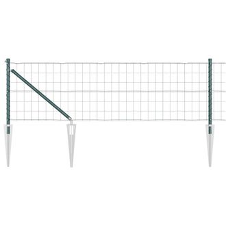 Berkfield Home Euro Fence with 7 Spike Posts 0.4x10 m Galvanised Steel Green
