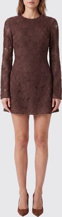 Rotate Abito mini A-line in mesh a maniche lunghe con stampa floreale