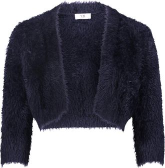 Vera Mont Truien & Vesten, Dames, Blauw, S, Elegante Gebreide Bolero met Franjes