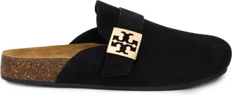Tory Burch Womens Mules Suede Black Cow Hide Sandal