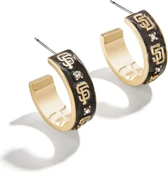 WEAR by Erin Andrews x BaubleBar San Francisco Giants Enamel Hoop Earrings in Gold at Nordstrom
