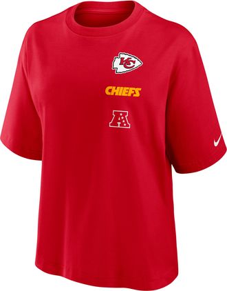 Nike Kansas City Chiefs Primetime Premium Essential Boxy Nike Womens NFL T-Shirt in Red | 01CM65N7G-WX5