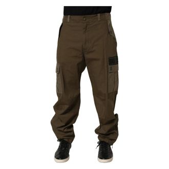 Dolce & Gabbana Straight Trousers, male, Brown, Size: M Mid Waist Straight Cargo Trousers