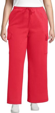 Lands End Serious Sweats High Rise Wide Leg Cargo Pants in Deep Coral at Nordstrom, Size 3 X