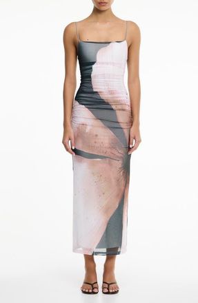Significant Other Verona Abstract Print Mesh Body-Con Dress in Charcoal Petal Garden at Nordstrom, Size 10