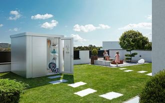 BIOHORT Caseta Metalica Biohort Jardin Neo 1c Doble Puerta Color Plata Metalica