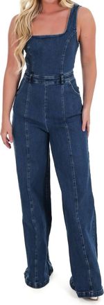 Flying Tomato You Matter Denim Jumpsuit In Medium Indigo