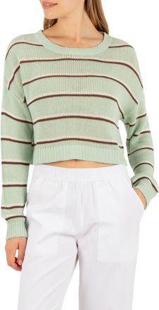 Hurley Delta Striped Cropped Open Knit Sweater in Seafoam at Nordstrom, Size X-Small