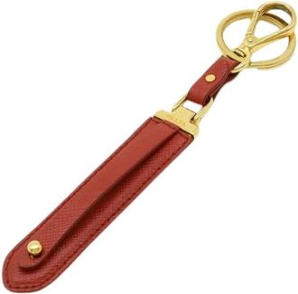 Prada Pre-owned Accessories, female, Red, Size: ONE SIZE Pre-owned Leather Metal Keychain Charm 1Pp066