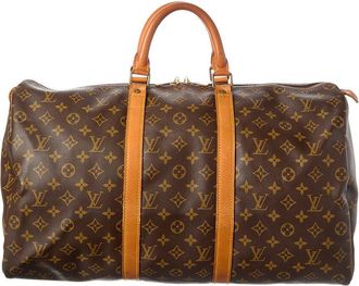 Louis Vuitton Brown Monogram Coated Canvas Keepall 50 (Authentic Pre-Loved)