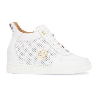 Kazar Schoenen, Dames, Wit, 40 EU, Leer, Witte Leren Geperforeerde Sneakers met Verborgen Anker