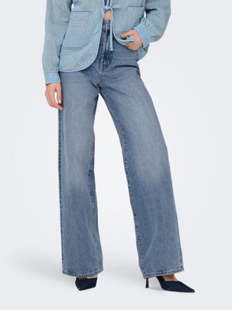 Only High-waist-Jeans ONLY ONLHOPE HW WIDE DNM REA345 NOOS, Damen, Gr. 26, L&auml;nge 32, light blau denim, Denim/Jeans, Obermaterial: 100% Baumwolle, unifarben