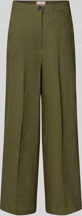 Emme Wide Fit Leinenhose mit Bundfalten Modell CLAVA in Oliv, Gr&ouml;&szlig;e 34