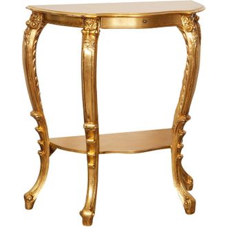 Biscottini International Biscottini - Consolle ingresso shabby 87x38x84 cm con cassetto Tavolino ingresso stile barocco finitura oro