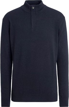 Ermenegildo Zegna Oasi Cashmere Zip Mock Neck Sweater - Heren - Cashmere truien - Blauw - 4XL - Leer - Truien & Vesten