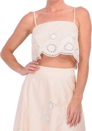 Karina Grimaldi Carlotta Embroidered Top In Oatmeal