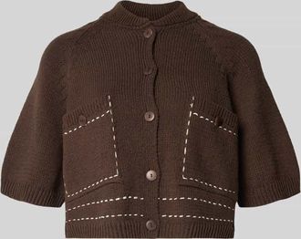 Stefanel Regular Fit Cardigan mit Viskose-Anteil in Dunkelbraun, Gr&ouml;&szlig;e XL