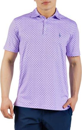 Tailorbyrd Byrds Print Performance Polo in Lilac at Nordstrom Rack, Size Small
