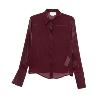 Genny Overhemden, Dames, Rood, XS, Polyester, Fluido shirt met lange mouwen