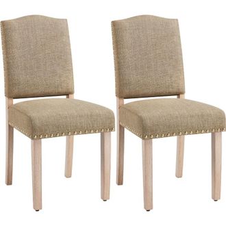 Yaheetech Set 2 Sedie Sala da Pranzo Moderne Imbottite Tessuto con Gambe in Legno Classiche per Cucina Soggiorno Cachi - Yaheetech
