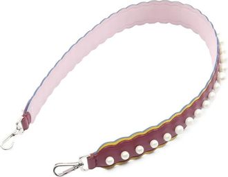 Fendi 2010s Strap You leren gewelfde schouderband met imitatieparel - Rood
