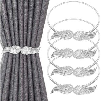 OEM (plata) Juego De 4 Alzapa&ntilde;os Sencillos Para Cortinas, Ajustables Con Cord&oacute;n De Resorte Met&aacute;lico Para El Hogar, Dormitorio, Sala De Estar Y Oficina -cr