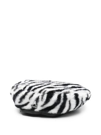 Kangol zebra-pattern beret hat - White