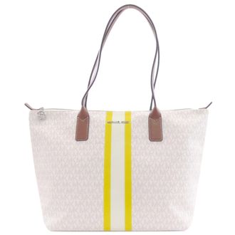 Michael Kors Brown White Yellow Pvc Tote Bag (Pre-Owned)